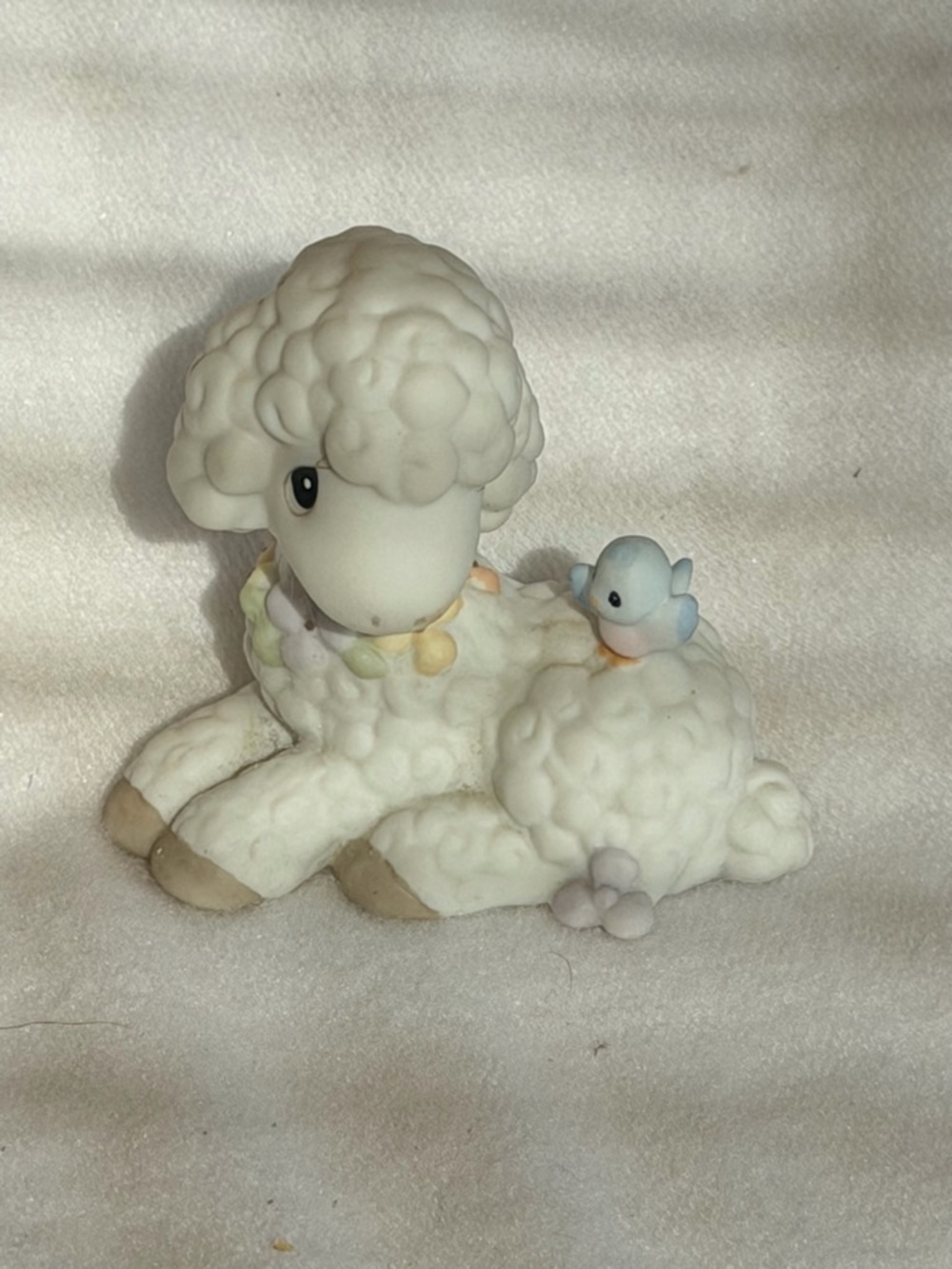 Precious Moments White Lamb Figurine with Pastel Accents